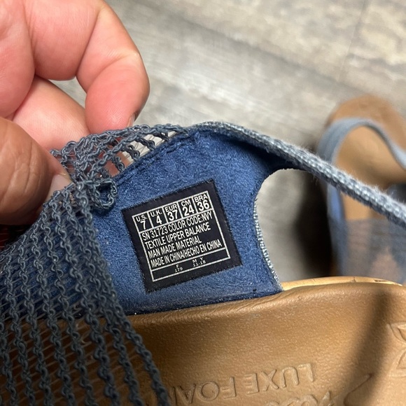 Skechers Luxe Foam Women's Blue Wedge Sandals - Picture 8 of 12